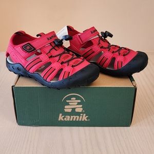 Kamik sandals youth size 2 red and black